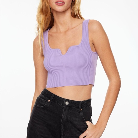 Dynamite Lilac Contour Ribbed Cropped Tank Top - XS - Picture 1 of 5